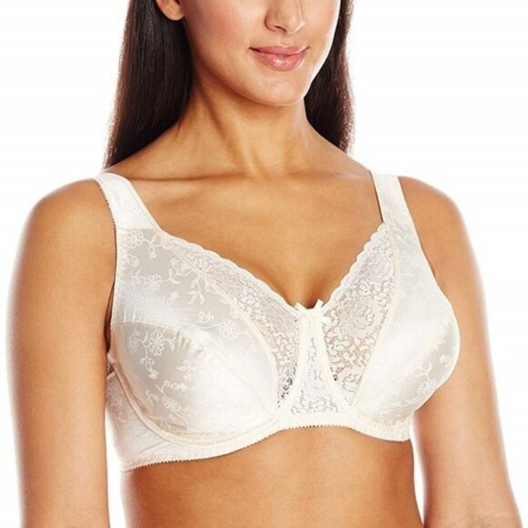 Playtex 4422 Signature Unlined Underwire Floral Print Bra 42D Light Beige - Picture 1 of 5